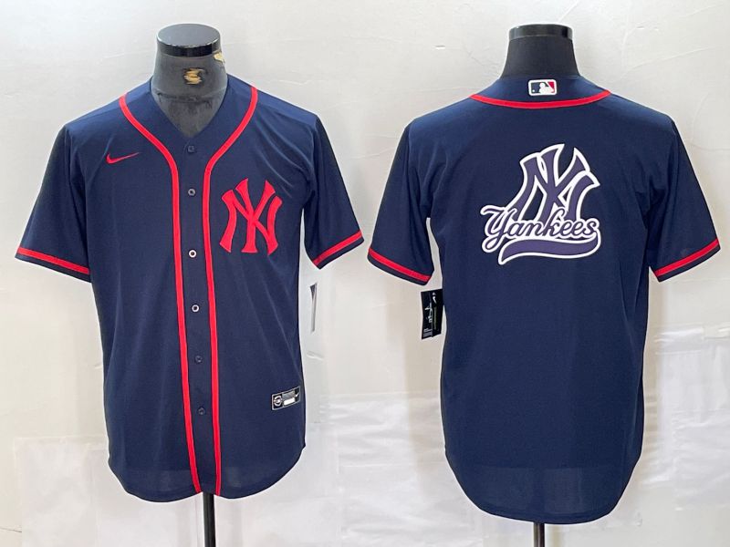 Men New York Yankees Blank Blue Third generation joint name Nike 2024 MLB Jersey style 10->new york yankees->MLB Jersey